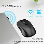 Wireless Mouse Ergonomic, Side Buttons Mouse, 2400 DPI, Silent and Anti Slip Roller Cordless Mice, 2.4Ghz with USB Receiver, 6 Buttons, Suitable for Laptop PC Chromebook and Windows 11/10/7 - Black - Image 4