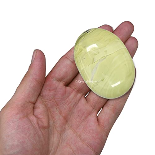 Image of Certified Large Serpentine Crystal Palm Pebbles Stones for Anxiety Stress Relief Massage - AAA Grade Original Healing Gemstone Agate Palm Stone for Yoga Meditation Spiritual Reiki Feng Shui