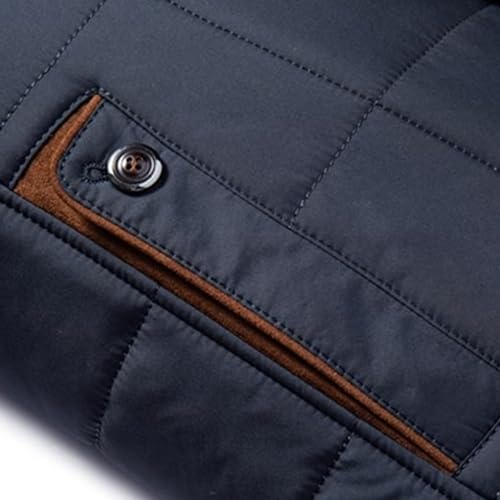 Mens Fur Collar Puffer Jacket Insulated Lined Warm Male Down Jacket Button Design Zip Up Windproof Puffy Coat3