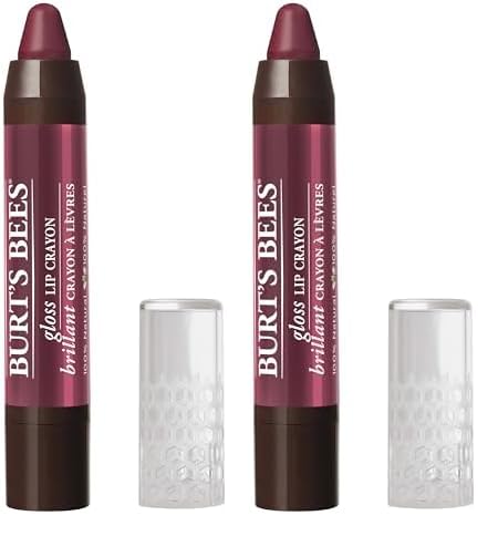 Burt's Bees 100% Natural Hidratante Brillo Labial Crayon Bordeaux Vines - 1 Crayón (Paquete de 2)