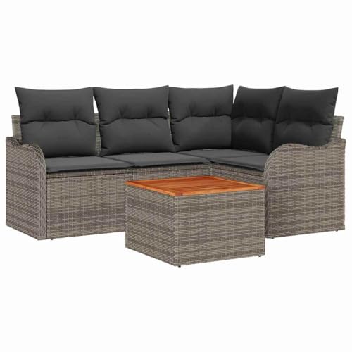 Ensemble de canapé de jardin avec stockage gris 5 pièces modulable pour terrasse