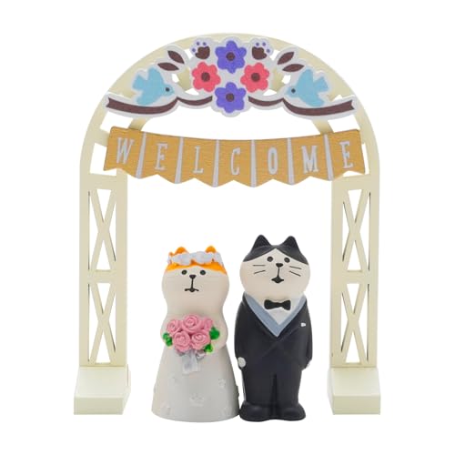 Hoypeyfiy 3 Stück Katzen Brautpaar Figuren Set, Handgefertigte Hochzeitsdeko aus Kunstharz, Ideal für Hochzeitstorte und Geschenke für frisch Verheiratete (Katzen Brautpaar Figuren Set)