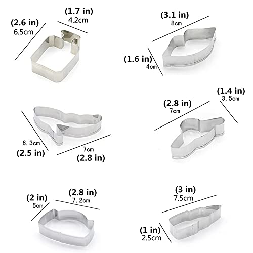 Lady’s Series Cookie Cutters Set of 6 pcs, Stainless Steel Girl’s Accessories Shaped Fondant Cutter Molds Baking DIY - Thumbnail 3