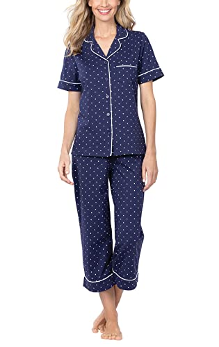 PajamaGram Capri Pajamas for Women - Cotton PJs Women, Polka Dot, Navy, L, 14-16 by PajamaGram - Used condition - Image 2
