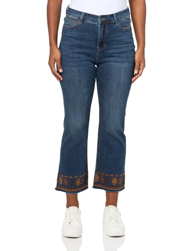 john mark Women's Five-Pocket Denim Pant with Embroidered Hem