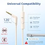 Botesty Sound Headphones Wired with Microphone, Over Ear Foldable 3.5mm Plug in Headphones Corded with 4.9ft Tangle-Free Nylon Cord for Tablet, Laptop, MP3/4, School, Airplane Travel (Beige) - Image 5