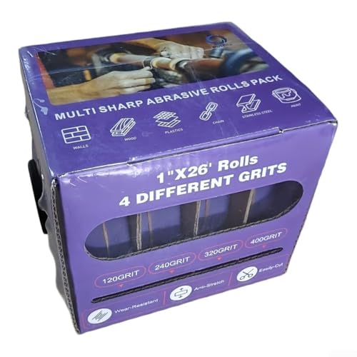 Image of Aluminium Oxide Sanding Belt Rolls, High Precision Cloth Backed Abrasive for Metal Wood Polishing, Flexible Anti-Clogging Grinding Strip 25mm x 8m, Multiple Grits Available(A)