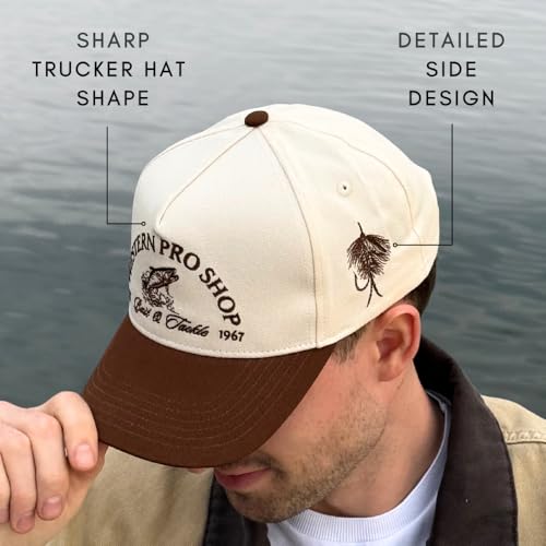 Vintage Western Trucker Hat | Men & Women | Embroidered Trendy Caps | Country Cute Hats for Cowgirls & Cowboys | Camo Denim Cotton Styles | Snapback Fishing Hat (Western Pro Shop | Brown) - Image 5