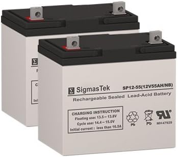 Orthofab/Lifestyles VIP Wheelchair 22NF Battery Replacement Set by SigmasTek - 2X 12V 55AH Batteries