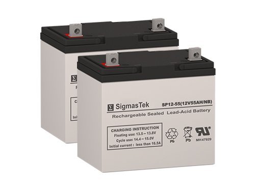 Hoveround Teknique RWD/FWD/GT Battery Replacement Set by SigmasTek - 2x 12V 55AH Batteries -  SP12-55NB