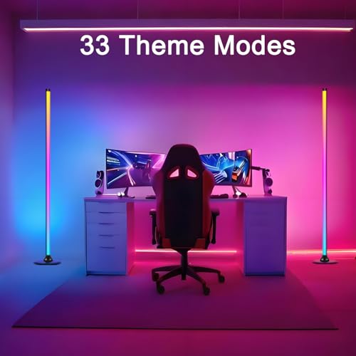 Image of LED Floor Lamp, 1 Piece, 1.2 m, Living Room Dimmable with Remote Control and App, RGB LED Floor Lamp, Music Sync, 16 Million Colours, 234 Dynamic Modes, 33 Theme Modes, Floor Lamp for Bedroom