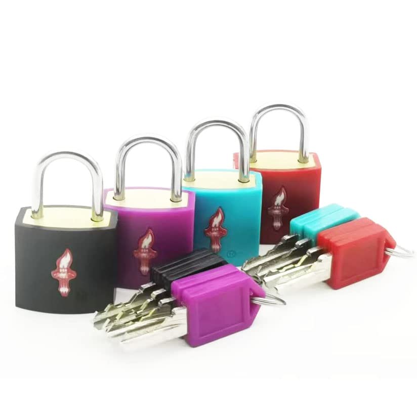 DUALCROWNDUALCROWN 4 Pack Neon Square TSA Approved Luggage Locks with Key for Suitcase Carry On Backpack Laptop Bag Travel Accessories