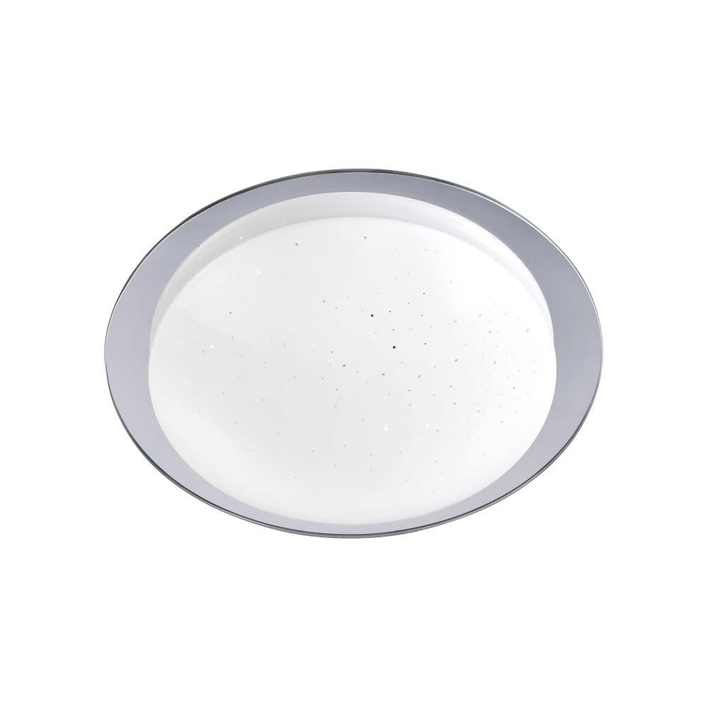LeuchtenDirekt LED Deckenleuchte, D=38cm, Chrom, Sternenhimmel IP44 Bad | spritzwassergeschützt, Dimmbar über Wandschalter, Farbtemperatur einstellbar, Warmweiss - Kaltweiss, Badlampe