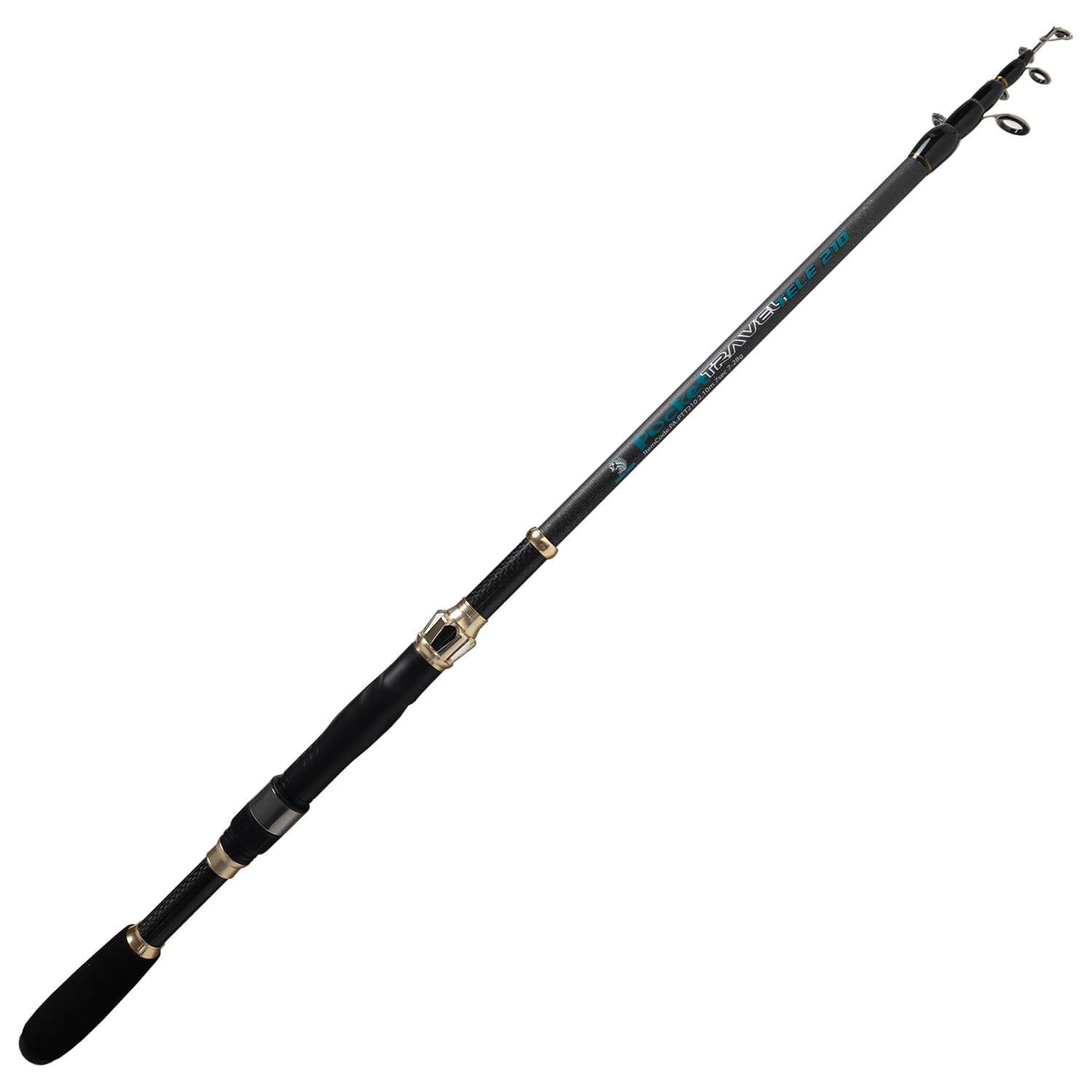 Teleskoprute Reiserute 2,10m 7-28g – Spinnrute Angelrute Carbon 136g, 44 cm Packmaß - für Barsch Forelle Döbel Hecht, ideal für Reise, Streetfishing & Spinnfischen