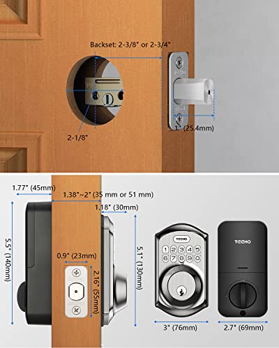 Keyless Entry Door Lock - Teeho Electronic Keypad Deadbolt With Keypads - Fingerprint Door Lock With Keypads - Easy Installation - Satin Nickel #TOP5