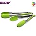 Lucentee¨ 2-Piece Tong Set - 9" Salad Tongs / 12" Barbecue (BBQ) Tongs - Stainless Steel Food Tongs with Silicone Tips for Extra Grip (Apple Green)