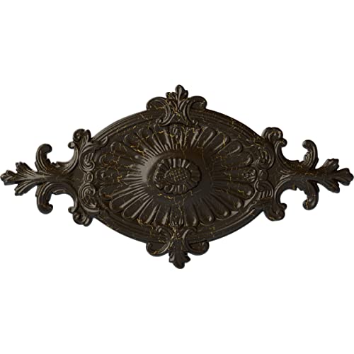 23 1/2"W x 12 1/4"H x 1 1/2"P Quentin Ceiling Medallion, Hand-Painted Stone Hearth Crackle