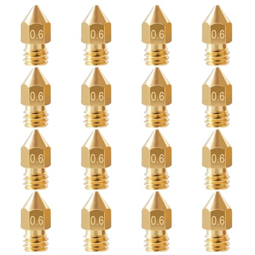 16Pcs Ender 3 Nozzles 0.6mm, MK8 Extruder Nozzles 0.6mm Compatible for Creality Ender 3 v2/Ender 3 Pro/Ender 3 Max/Ender