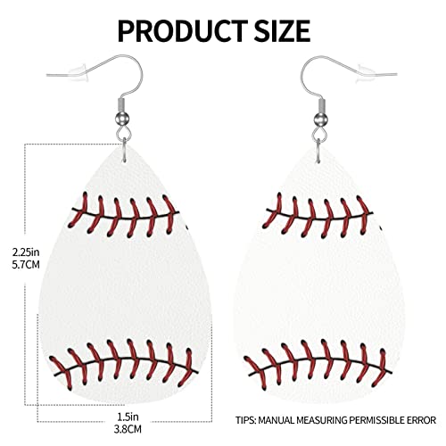 Baseball Earrings Faux Leather Teardrop Dangle Earrings Drop Leaf Earrings For Women Girls Teen #TOP3