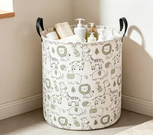 Image of CLOCOR Laundry Basket,Collapsible Storage Baskets,Room Decor,Gift Basket(Green Animals