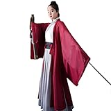 Chinese Ancient Swordman Kungfu Suit Traditional Hanfu Clothing Knight Martial Arts Outfits (M, 320-Red)