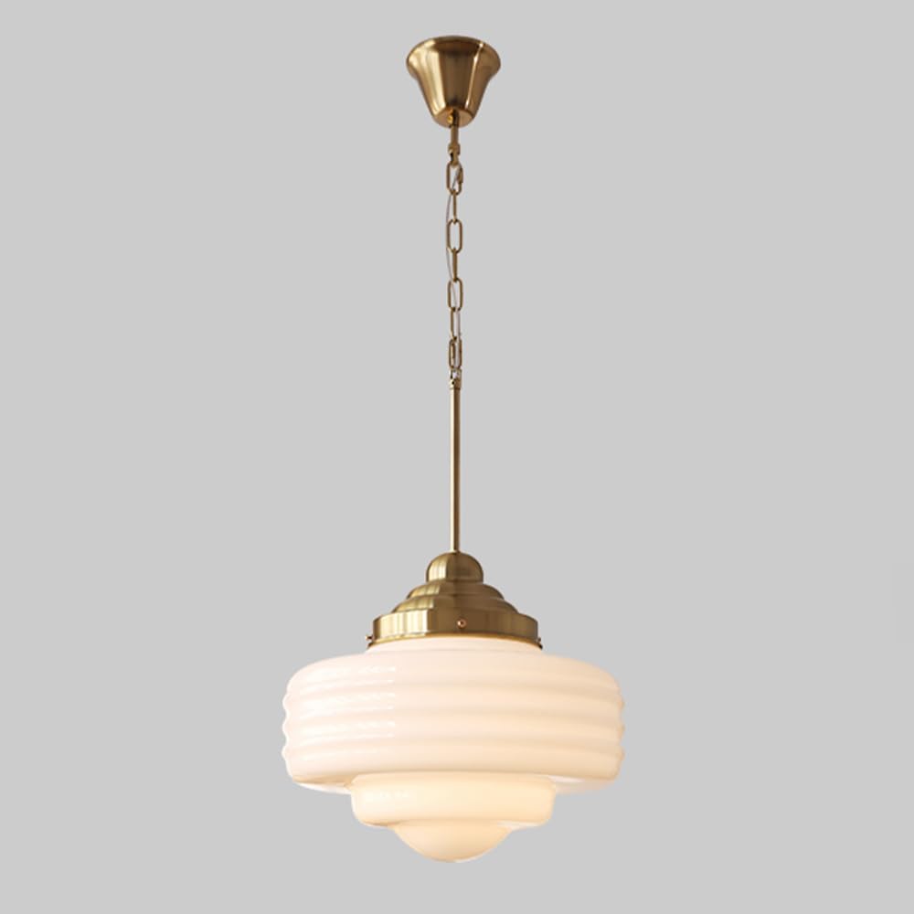 HXYSXHJUO 13.4" Glass Pendant Light Vintage Hanging Lamp Small Chandelier Metal Ceiling Suspended Lighting Fixture E27 Lights for Kitchen Island Dining Room Bedroom