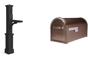 Mayne Newport Mail Post and Hillsborough Large Capacity Steel Mailbox