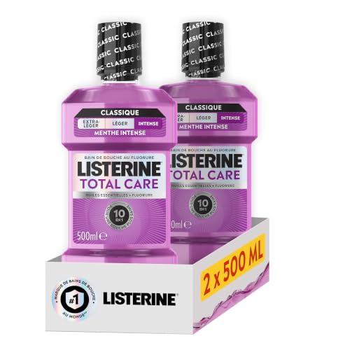 Listerine Bain de Bouche Quotidien Total Care Goût Intense, 2x500 ml