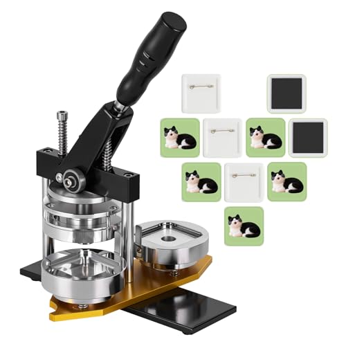 Saladulce Fridge Magnet Button Maker Machine 2x2inch Square Magnets Maker 50mm Metal DIY Badge Pin Maker Machine Button Press Machine for Square Magnet Badge Making