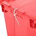 Plastic Attached Lid Shipping & Storage Container, 25-1/4x16-1/4x13-3/4, Red