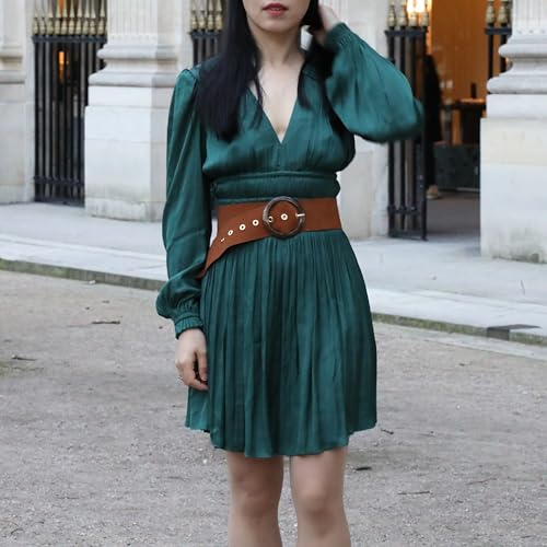 FASHIONGEN - Women's genuine Italian suede leather belt for dress, made in France, ANETTE3