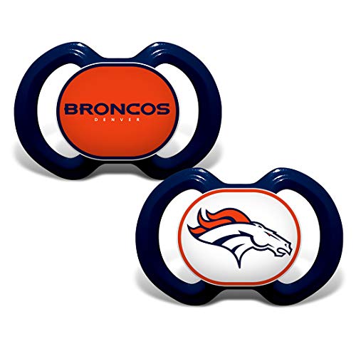 Baby Fanatic NFL Denver Broncos 2-Pack Pacifiers, One Size, Team Color