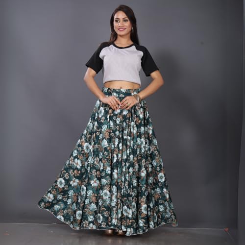 Image of JYESHTA Women's American Crepe Flared A Line Stitched Long Skirt with 12 Mtr Flare 40 in Height | Skirts for Women Long Length | Long Skirts for Girls