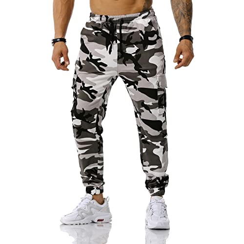 Colorful House Mens Camo Joggers Pants Drawstring Casual Camouflage Jogger Sweatpants Zipper Pockets Drawstring Camo For Gym Workout #TOP2