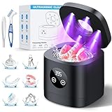 TEBAL Ultrasonic Retainer Cleaner Machine, 52kHz Ultrasonic Denture Cleaner for Night Guards, Braces, Toothbrush Heads, Jewelry and More, Ultrasonic Cleaner for Retainers with 250ML Capacity, Black