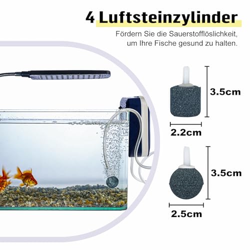 Dondeen 48Stück Air Luftpumpe Zubehör Aquarium Zubehör inkl 6M Transparente Silikonschlauch Sauerstoff Stein Rückschlagventilen Regelbare Ventile Saugnäpfen und I/T/L/Y Form Anschlüssen (Weiß 6m-1)