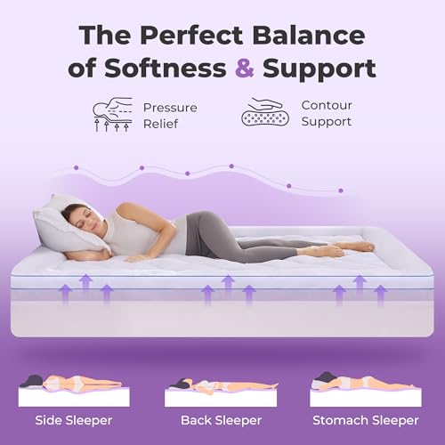 SINWEEK 4 Inch Dual Layer Memory Foam Mattress Topper Twin XL Size, 2 Inch Gel Memory Foam Plus 2 Inch Plush Soft Pillow Top Cover Filled with 1450GSM Down Alternative Filling,White by SINWEEK - Image 3