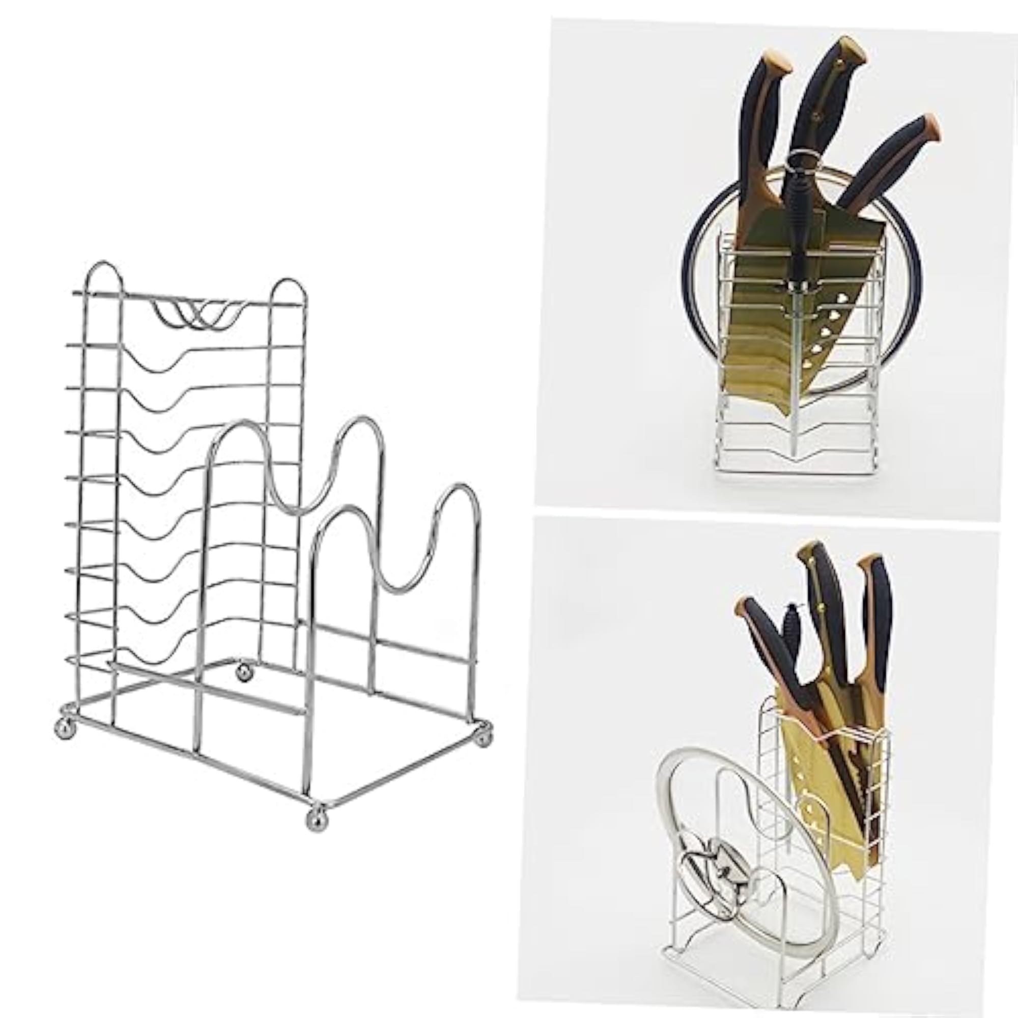 Stainless Steel Bakeware Rack Pot Lid Holder Cutting Board Organizer