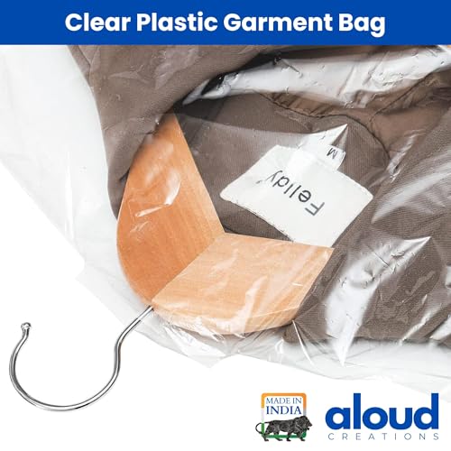 Image of ALOUD CREATIONS 30 Piece Thick Transparent Hanger Covers for Garments, Jackets, Shirts, Suits | Dress Cloth Cover for Wardrobe | Large Clear Plastic Bag, 60 Micron | Jumbo Size 24 x 36 Inch (60x90 cm)
