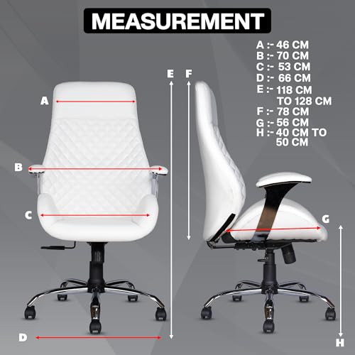 Image of MRC Atlantic Executive Leatherette Office King Size High Back Boss Maharaja Revolving Chair with 3 Year Warranry,Cushioned Lumbar Support,Multi Lock Mechanism & Chrome Base (Pre Assembled) (White)