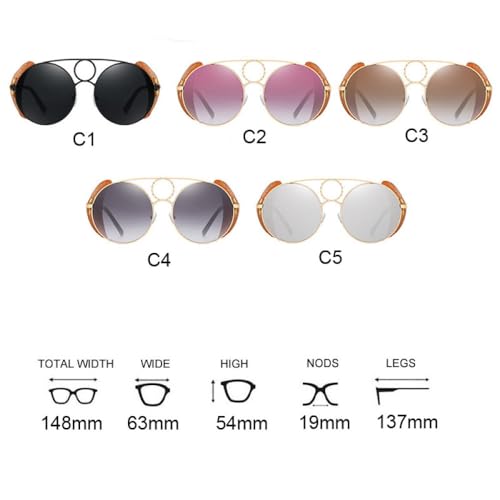 Lunettes de soleil rondes steampunk surdimensionnées à miroir