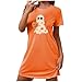 Womens Pajamas Halloween Ghost Printed Short Sleeve Crewneck Nightdress Casual Loose Comfort Fashion Sleepwear Orange