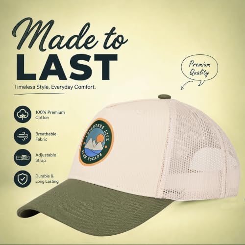 Image of Feathers Cotton Cap for Men & Women | Adjustable Unisex Trucker Hat | Cotton Twill Front & Mesh Back | Styles Caps for Men | Breathable Outdoor Running, Gym & Travel Hats