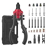 Vistreck Rivet Gun, Rivet Nut Tool 3 in 1 Kit, with 6 Metric Sizes, SAE Mandrels, 5 Sizes of Rivet Heads, 50Pcs Rivets and 60Pcs Rivet Nuts, Quick Change Head, Sturdy Case, Home Rivet Nuts Tool kit