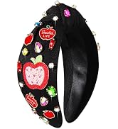 NVENF Teacher Headband for Women Teacher Accessories Crystal Pearl Knotted Headband Rhinestone Be...