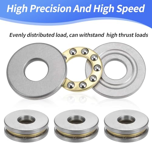 Wjelet 4 Stück Axiallager F8-22M Miniatur Schubkraft Kugellager, 8mm x 22mm x 7mm Dick Chrom Stahl mit Unterlegscheiben für Maschinenbau,Förderanlagen,Industrieanwendungen