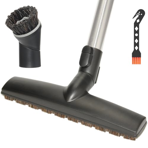 Portek Hardwood Brush Head Intended for Miele Canister Vacuum Cleaners, Vacuum Attachment 12" Floorhead with Soft Horsehair Bristles for Hard Floors, 2.5" Low Height Fits Under Low Furniture