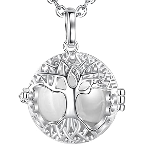 Eudora Harmony Tree of Life Necklace, with Music Chime Ball Locket Pendant Necklace for Women Girls Ladies Nice Jewelry Gift, 30"+45" Chain Cover