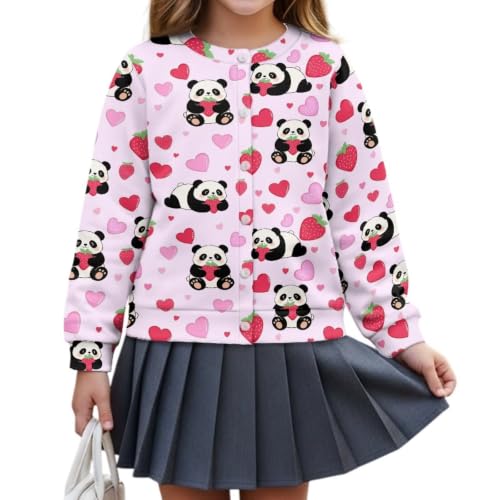 Image of Girls Cardigans Sweater Long Sleeve Crew Neck Button Down Sweaters School Outerwear for Kids Fall Winter Tops