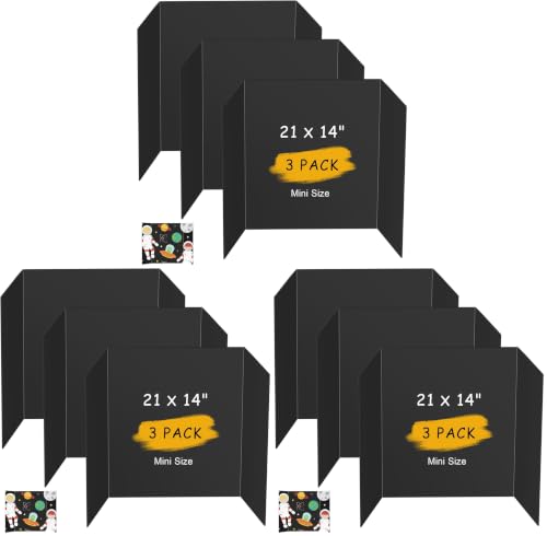 Image of HAUTOCO 3 Pcs Small Trifold Poster Board 21 x 14 inches Tri Fold Presentation Boards Black Corrugated Project Boards for Science Fair, School Project, Event Displays, Business (Pack of 3)
